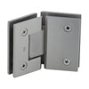 Brushed nickel square glass-to-glass shower hinge (GEN545BN), solid brass Geneva hinge with 5 preset.