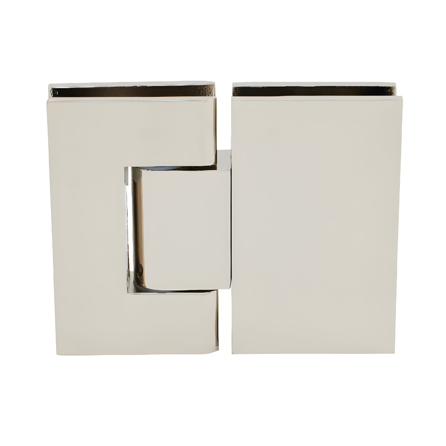 GEN380PN polished-nickel adjustable brass glass-to-glass shower hinge, square profile for 8-12mm glass