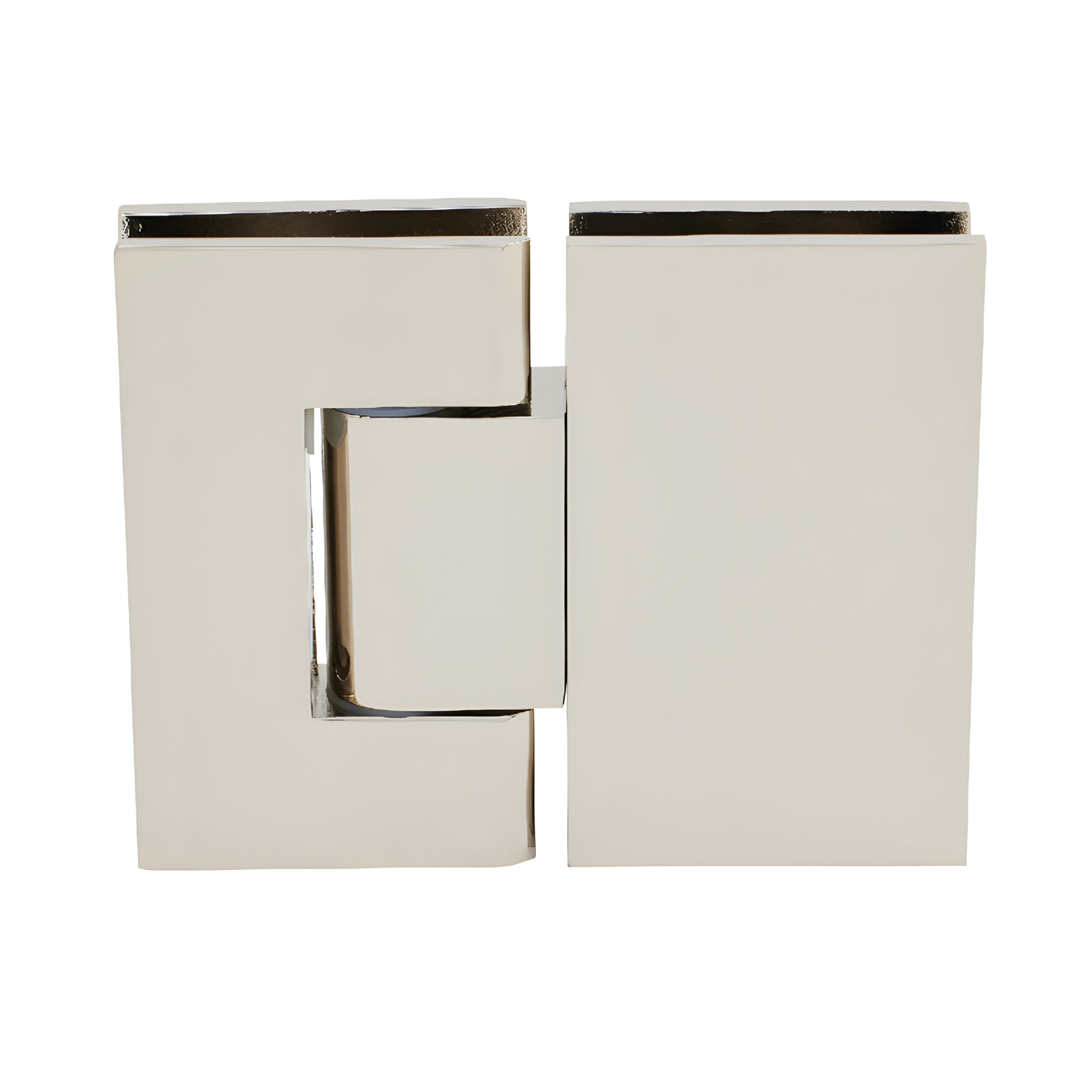 GEN380PN polished-nickel adjustable brass glass-to-glass shower hinge, square profile for 8-12mm glass
