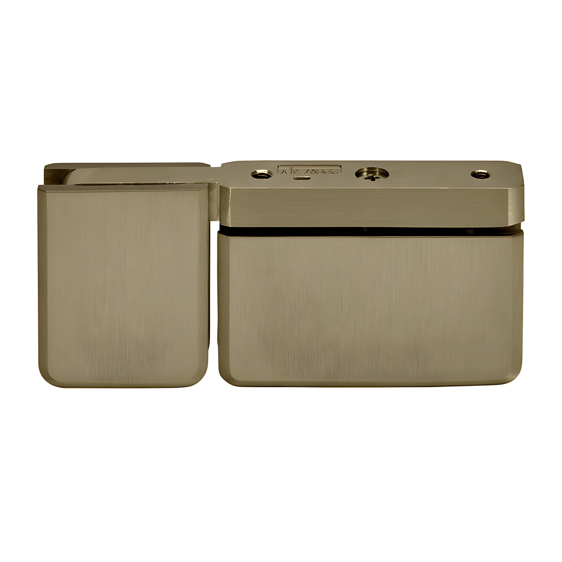 Brushed bronze Prima Series beveled brass pivot hinge for 8-10mm tempered glass shower door (SKU: PPH07BBRZ)