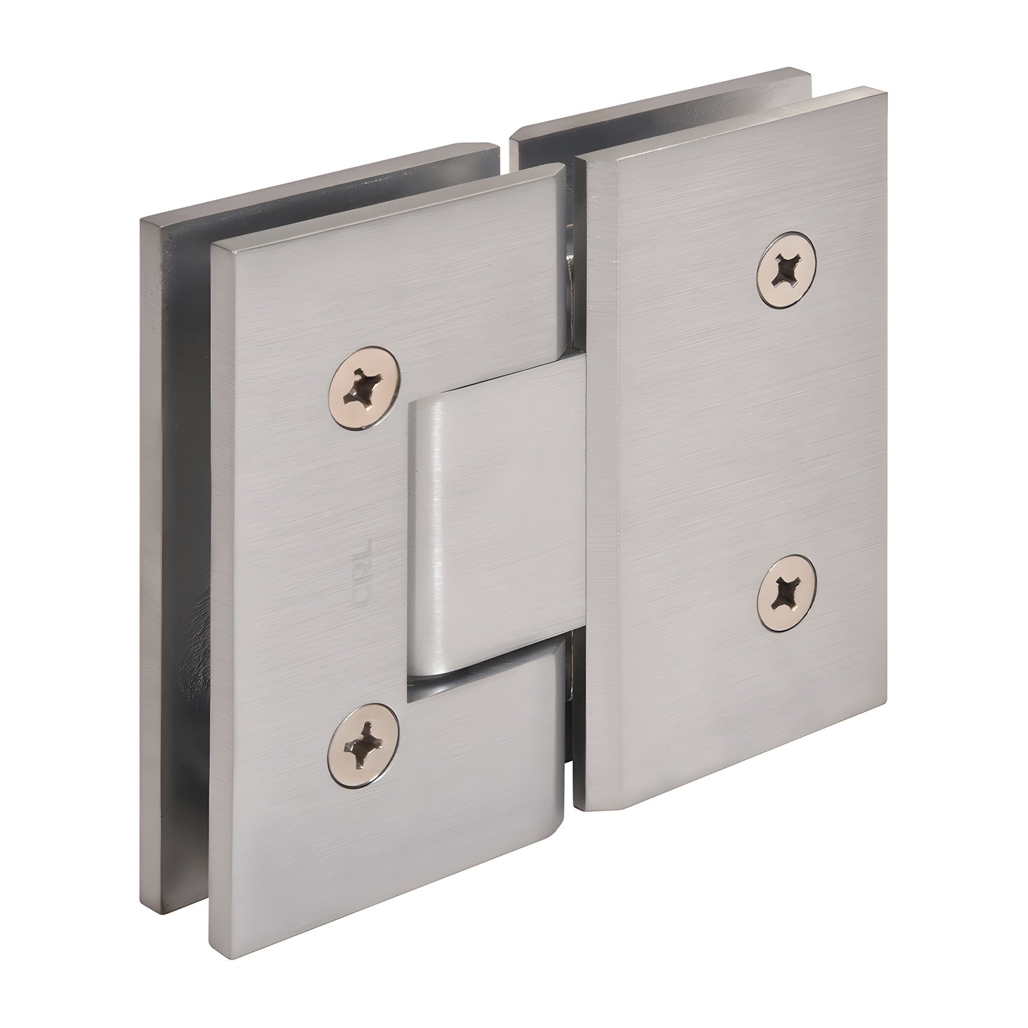 Brushed chrome Vienna glass-to-glass shower hinge V1E180BCH, brass, fits 3/8"-1/2" tempered glass.