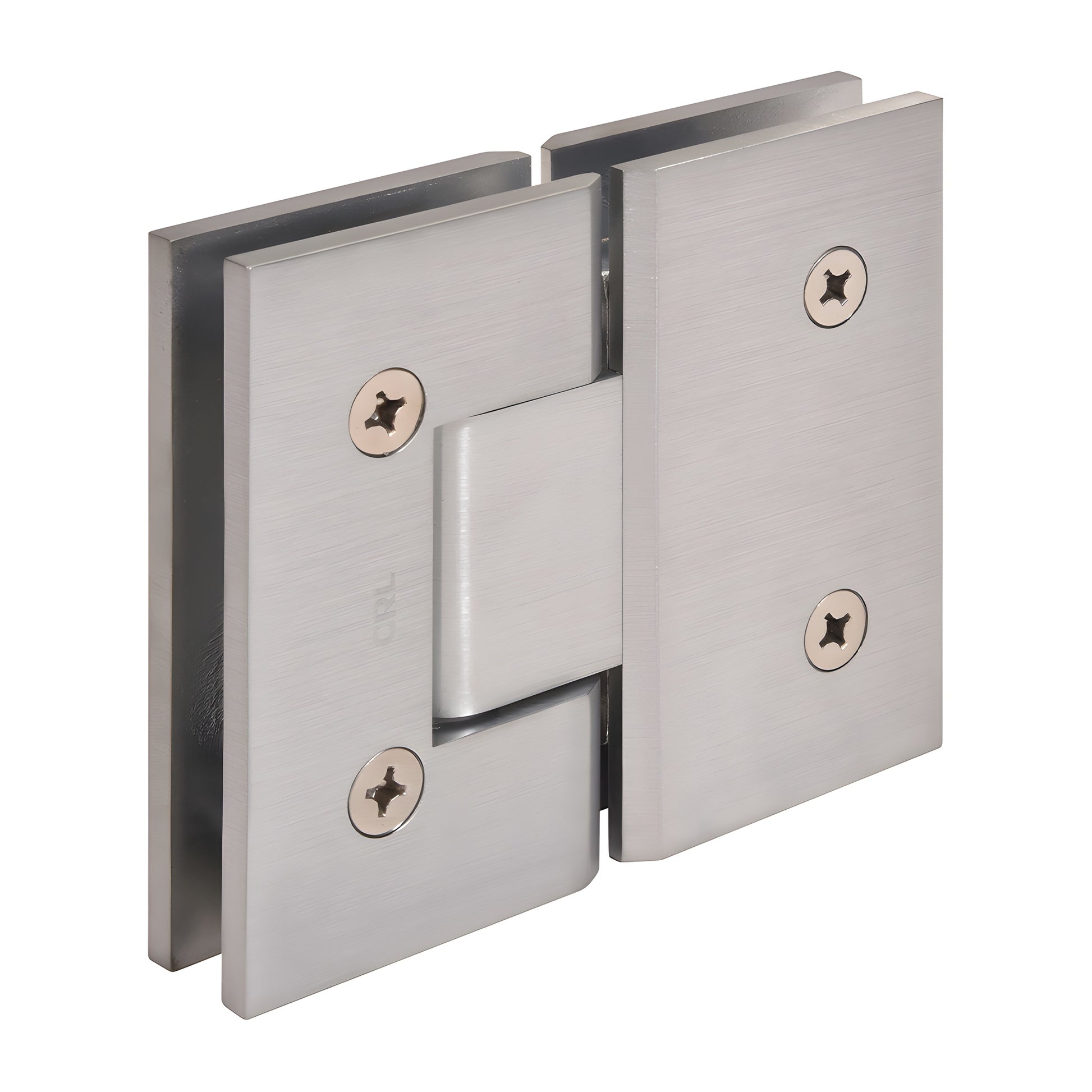 Brushed chrome Vienna glass-to-glass shower hinge V1E180BCH, brass, fits 3/8"-1/2" tempered glass.