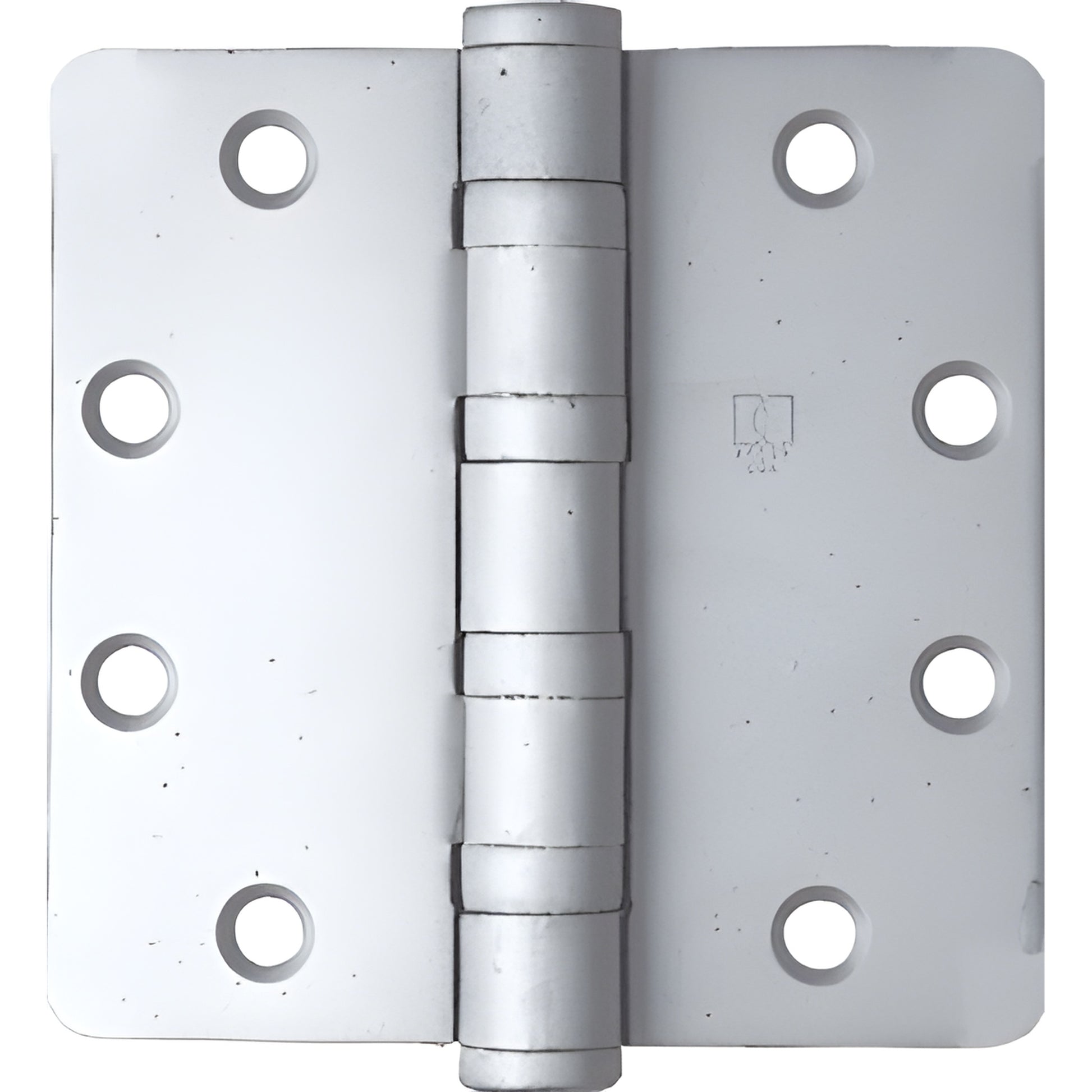 Satin chrome 4-1/2 4-1/2 in heavy-duty ball-bearing door hinge, five-knuckle non-removable pin, 1/4 in radius (SKU BB65NRPA)
