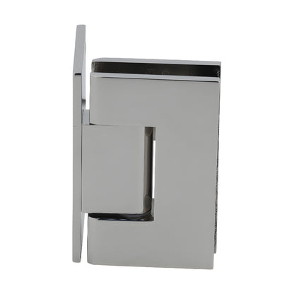 GEN044PN polished nickel brass Geneva self-centering shower door hinge, wall-mount offset, fits 8-12mm glass.