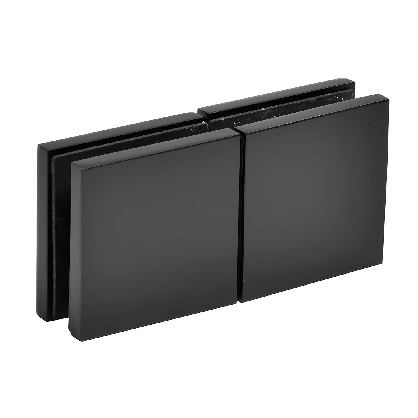 Matte black brass frameless shower Zero Clamp CCS4MBL for 3/8-1/2 in glass, low profile concealed design.