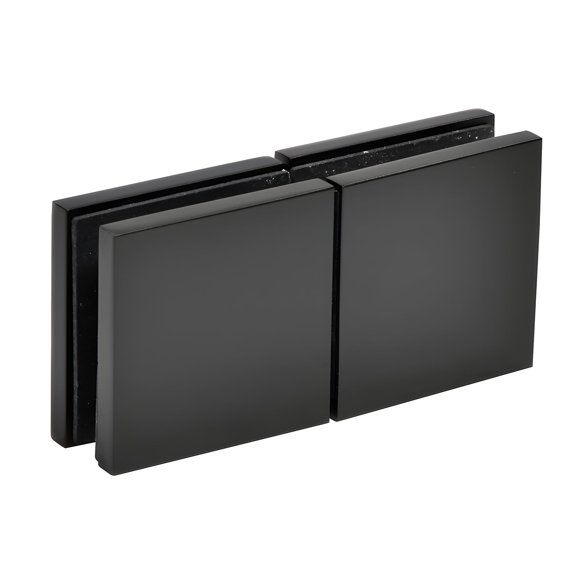 Matte black brass frameless shower Zero Clamp CCS4MBL for 3/8-1/2 in glass, low profile concealed design.