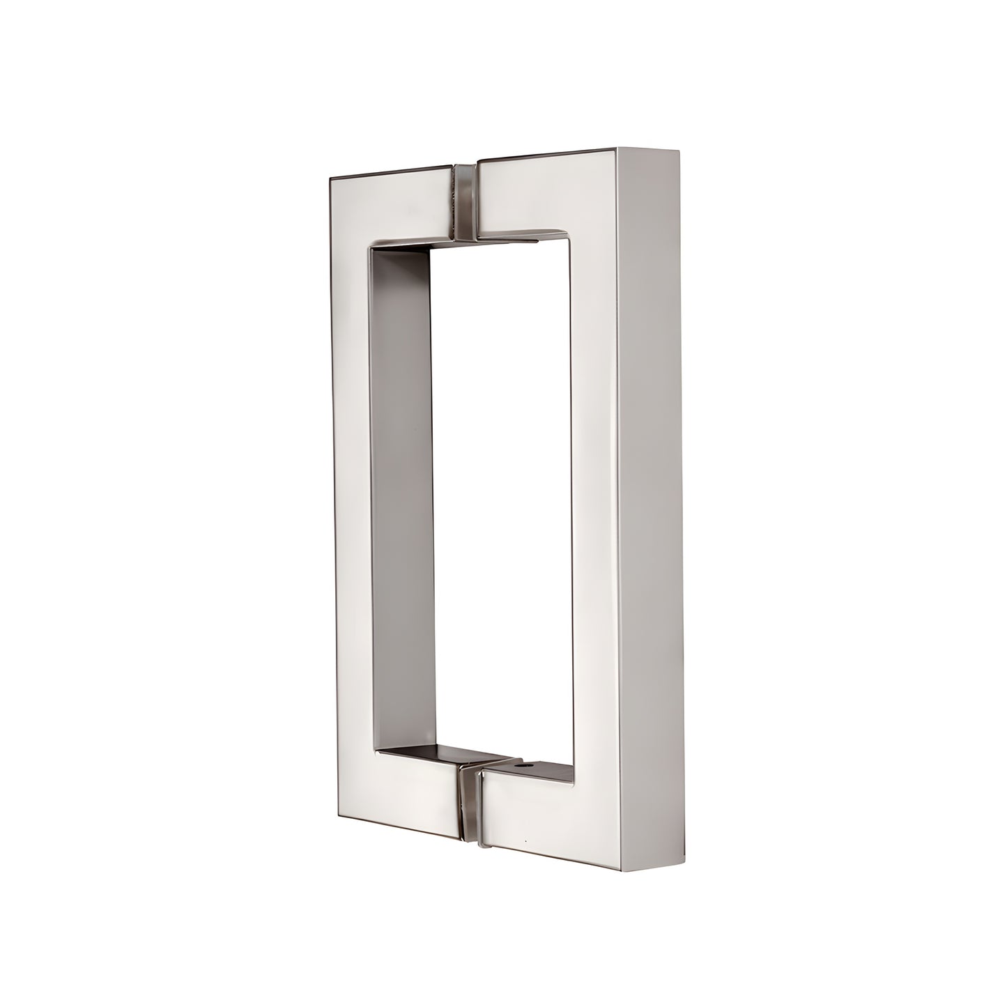 CRL SQ6X6PN polished nickel square-corner back-to-back glass pull handle, 6" c-c, 3/4" brass tube, fits 6-12mm glass