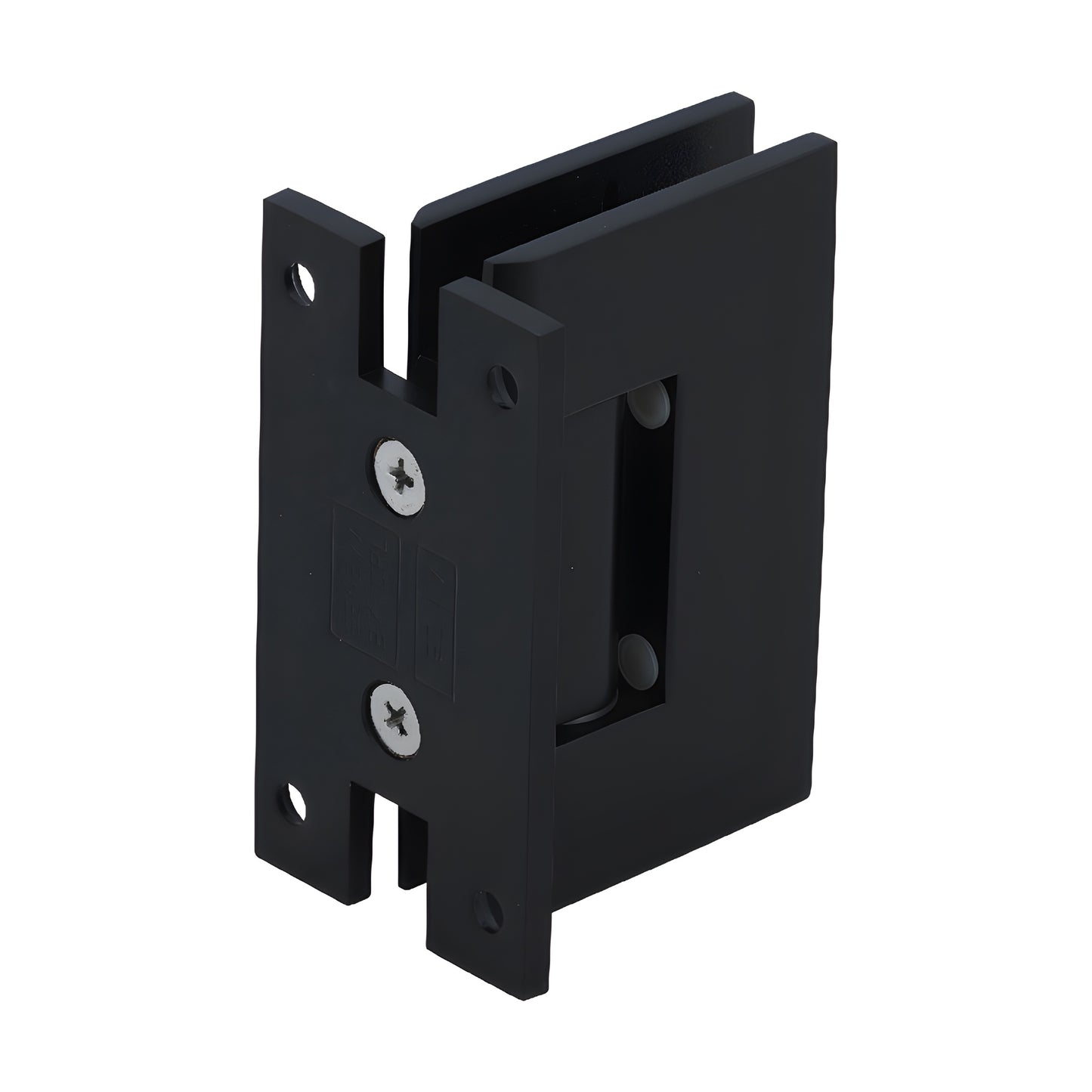 GENH037MBL matte-black H-style square wall-mount hinge for frameless glass shower doors, brass, 3-1/2" high