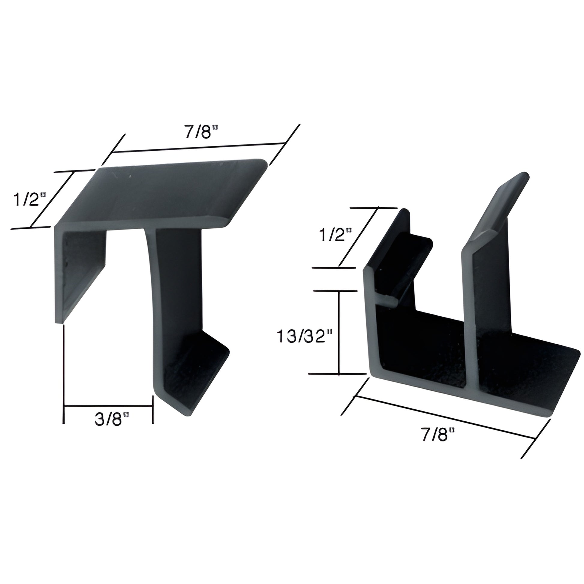 Black plastic sliding window screen clips (SKU L5799), replacement for H&D sliding windows; 7/8" 1/2" profile, retail two-pai