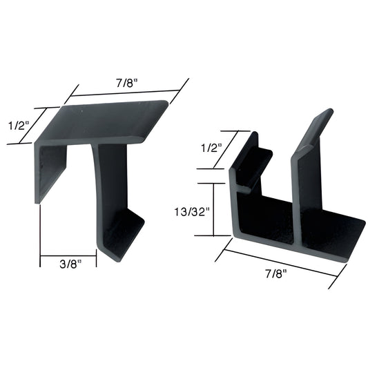 Black plastic sliding window screen clips (SKU L5799), replacement for H&D sliding windows; 7/8" 1/2" profile, retail two-pai