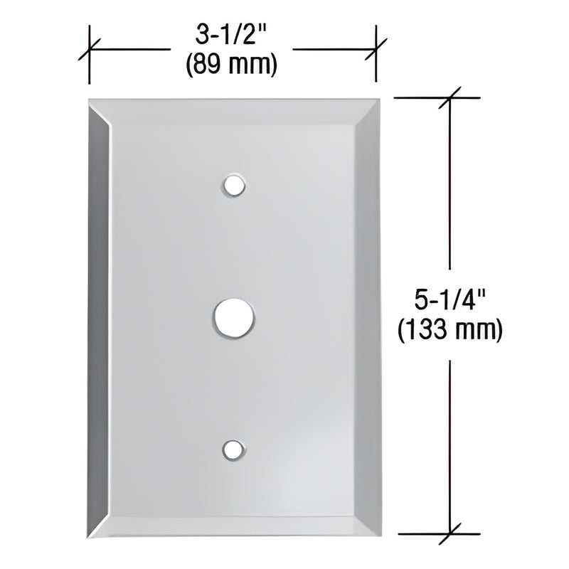 GMP4C clear beveled glass outlet cover plate, 3-1/2 x 5-1/4 in, polished 5/16" bevel, 3/16" thick.