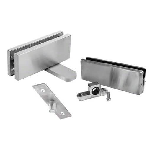 CRL Brushed Stainless Steel Hydraulic Patch Door Set with Hold Open Feature