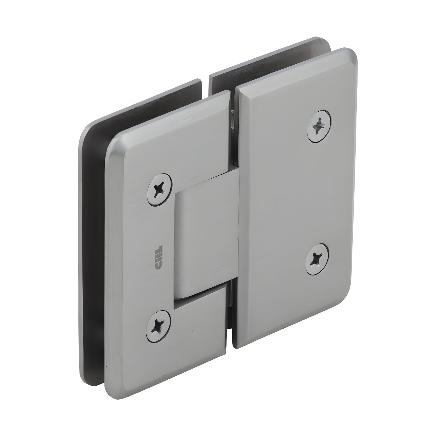 Cologne 180 brushed nickel glass-to-glass shower hinge SKU C0L180BN, solid brass, beveled design for 10-12mm (3/8-1/2") glas