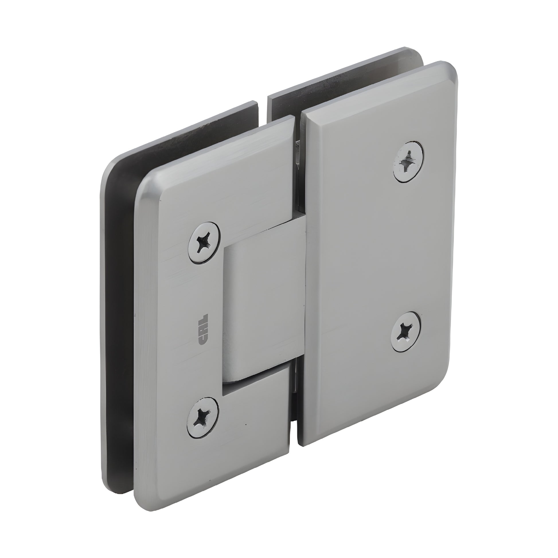 Cologne 180 brushed nickel glass-to-glass shower hinge SKU C0L180BN, solid brass, beveled design for 10-12mm (3/8-1/2") glas
