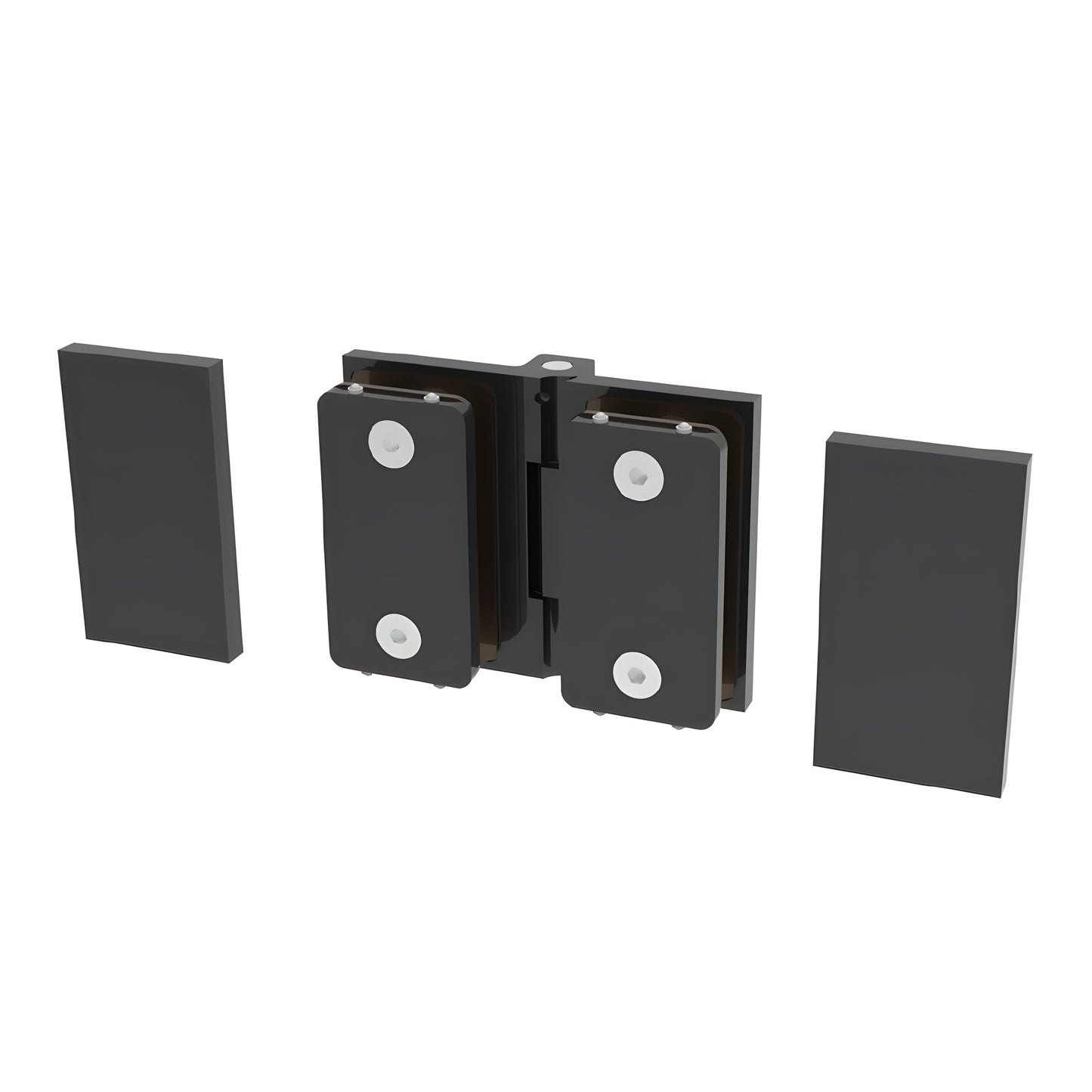 C0M180MBL matte-black concealed 180 glass-to-glass shower hinge for 8-10mm tempered glass, outswing Como series