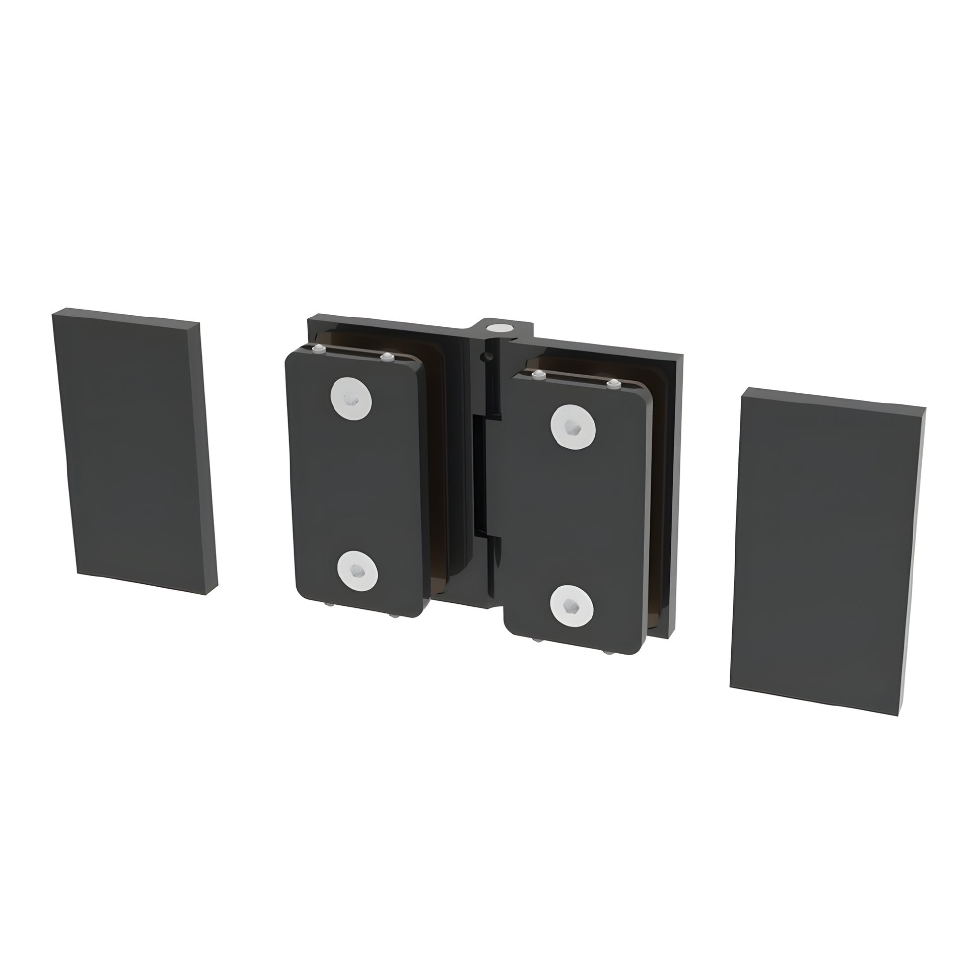 C0M180MBL matte-black concealed 180 glass-to-glass shower hinge for 8-10mm tempered glass, outswing Como series