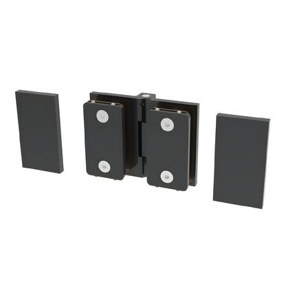 C0M180MBL matte-black concealed 180 glass-to-glass shower hinge for 8-10mm tempered glass, outswing Como series
