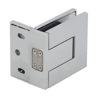Polished chrome Palermo offset square hinge for 3/8-1/2" frameless glass doors, SKU PAL044CH