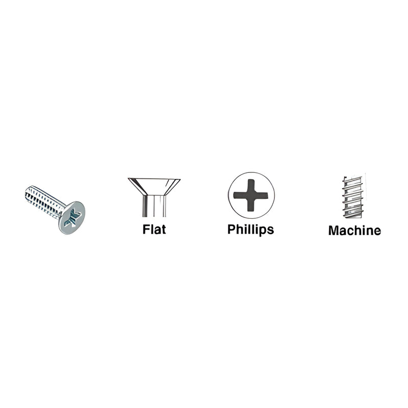 Stainless steel flat-head Phillips machine screw, 3/4 in (19 mm), 12-24 thread - SKU 1224X34FHPSS