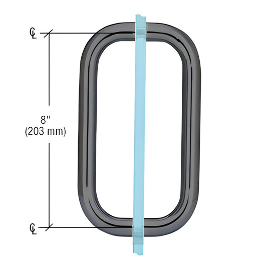 BPD8GM gun metal solid brass squared oval pull handle, 8 in center, fits 1/4-1/2 in glass, back-to-back or single-sided