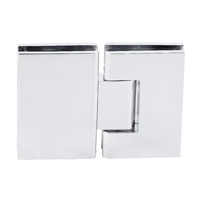 MEL180CH polished chrome square 180 glass-to-glass shower hinge, solid brass, inset gasket, for 8-12mm tempered glass