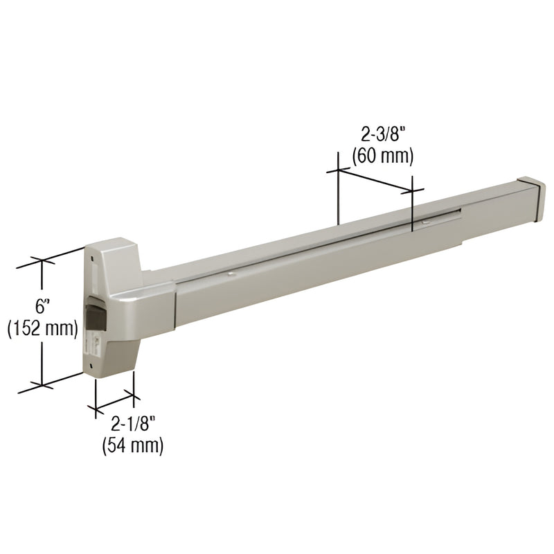 DL970FDU CRL push-pad rim exit device, dark bronze steel, 3-hour fire-rated panic bar for 30-36" doors.