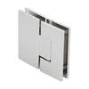 V1E580PN polished nickel square glass-to-glass shower hinge, brass, for 3/8-1/2" tempered glass, self-centering.