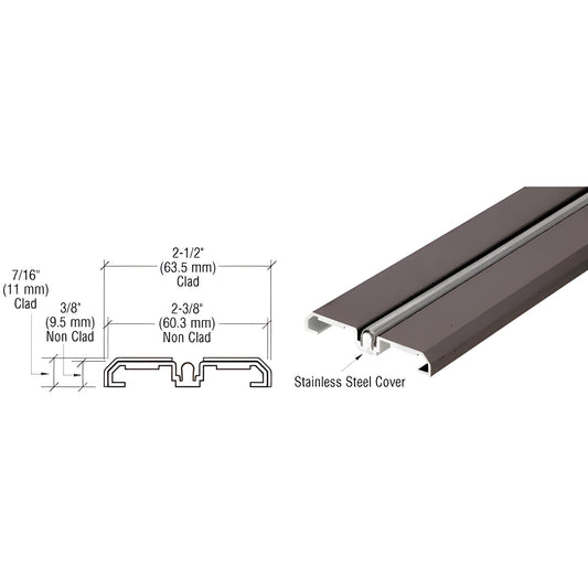 SD1BTDU black-bronze anodized bottom track for rolling sliding doors with stainless steel roller guide cover