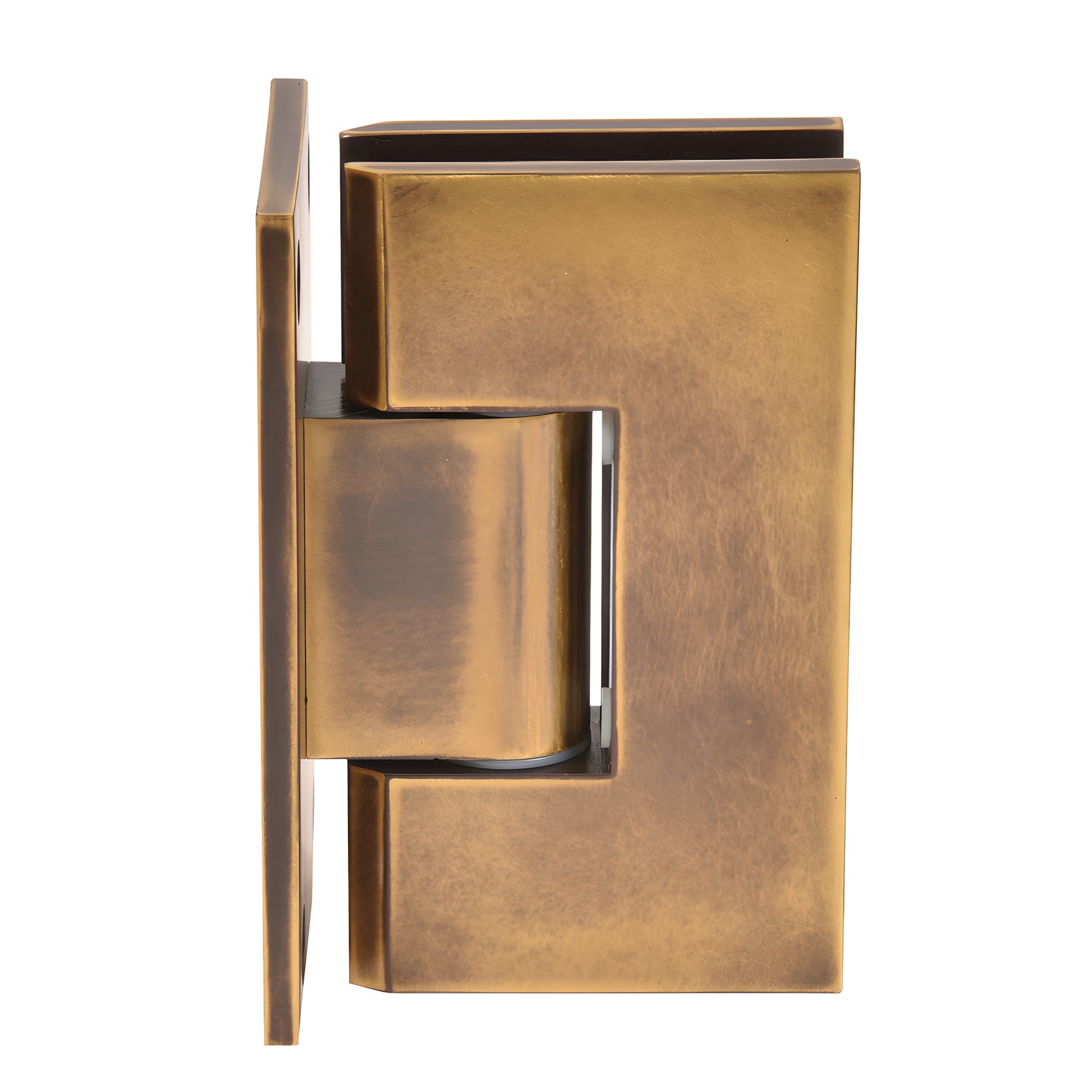 Vienna adjustable shower hinge in vintage brass, solid brass wall mount with back plate - SKU V1E337VBR
