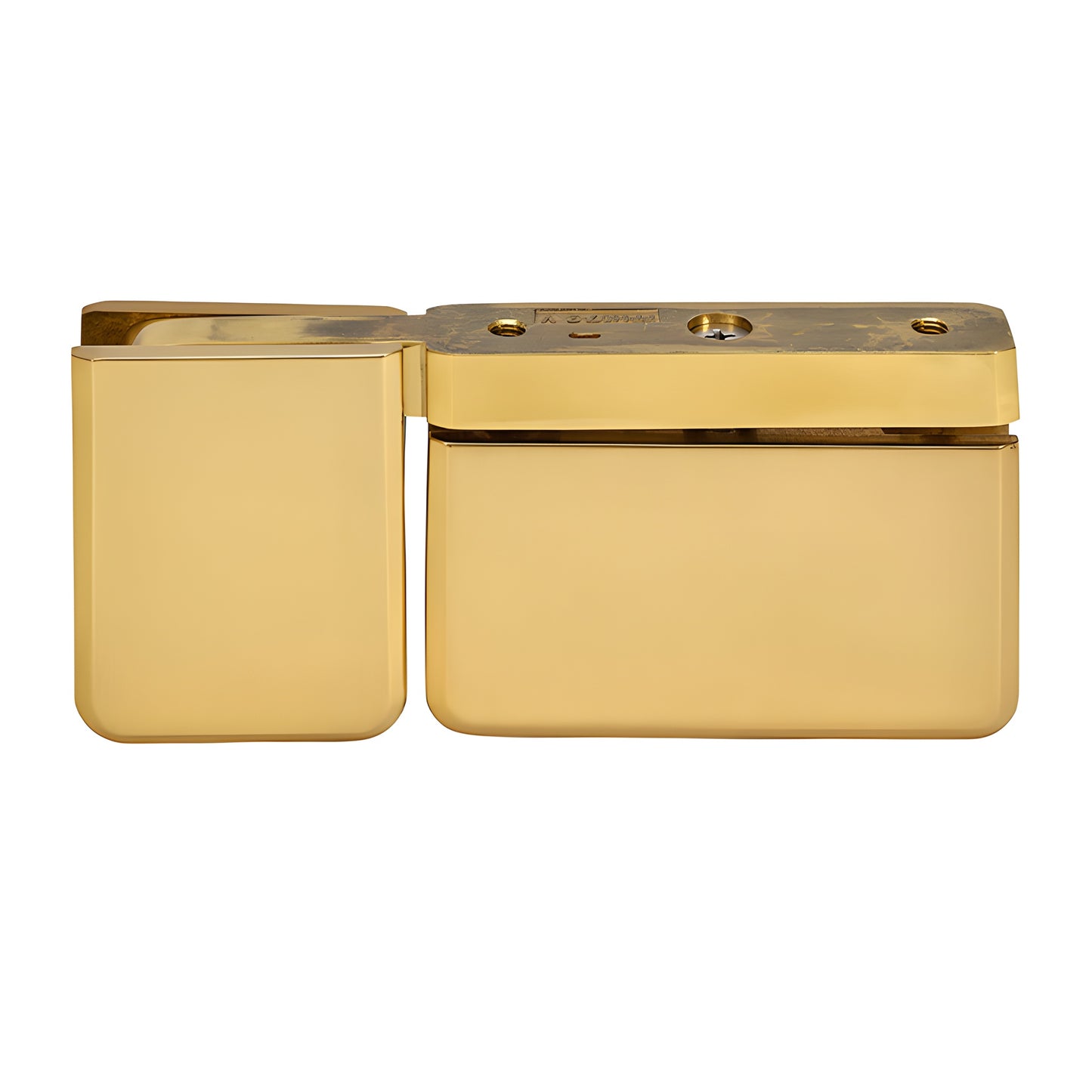 PPH07ULBR unlacquered brass beveled pivot hinge for 5/16-3/8" tempered glass, self-centering, head/sill mount.