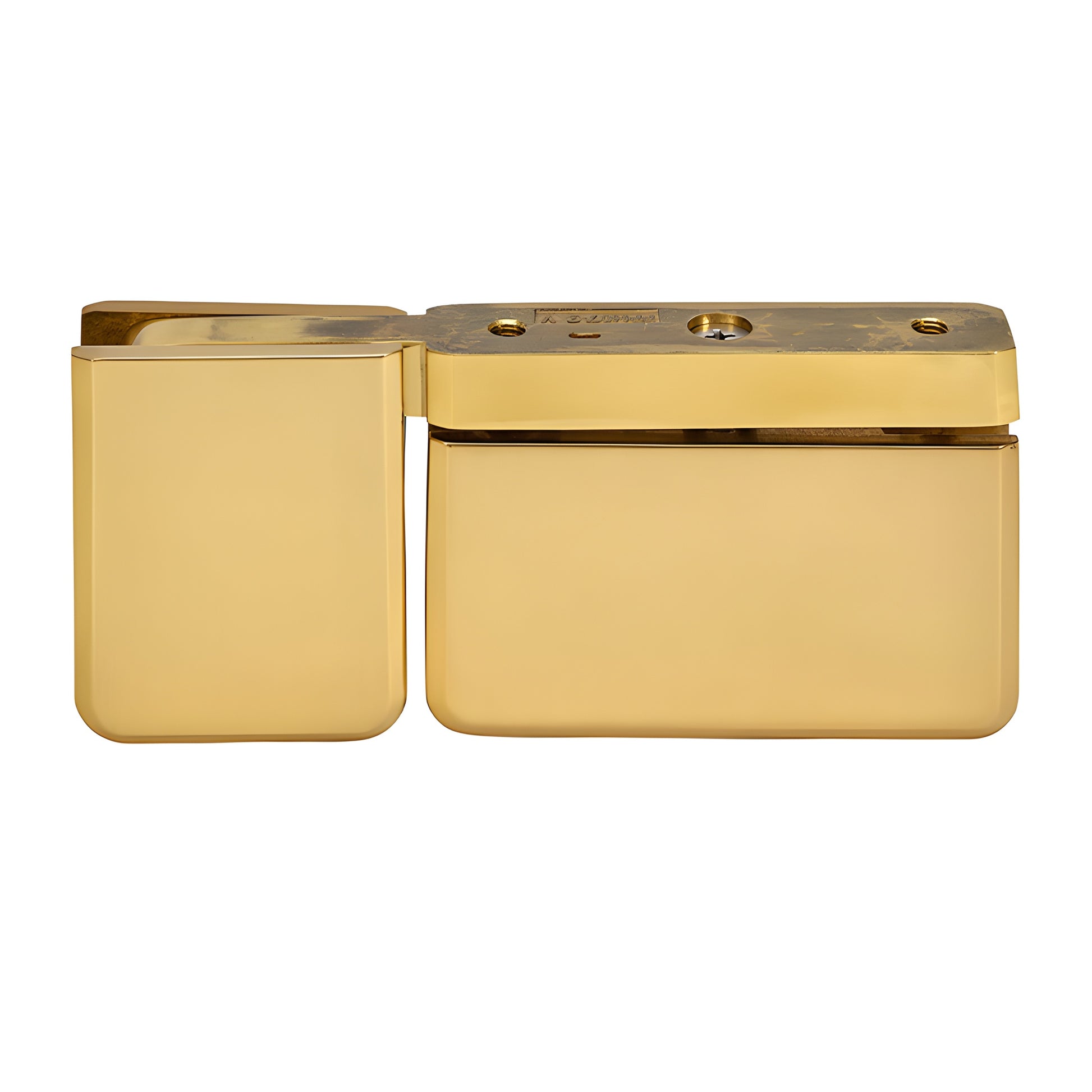 PPH07ULBR unlacquered brass beveled pivot hinge for 5/16-3/8" tempered glass, self-centering, head/sill mount.