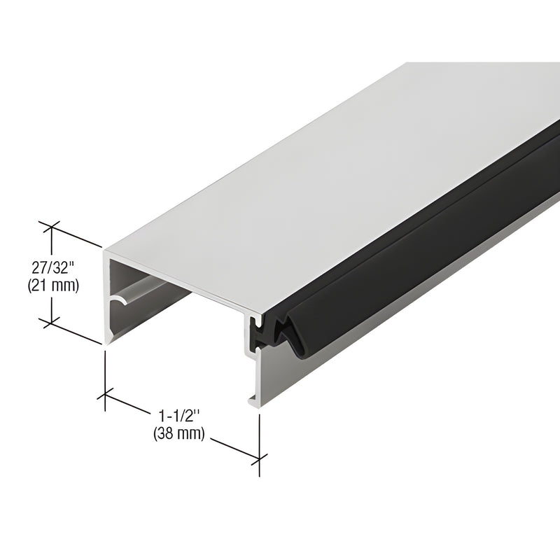 BR34611 clear anodized aluminum extrusion with black gasket, 1-1/2" x 27/32" (38 x 21 mm)