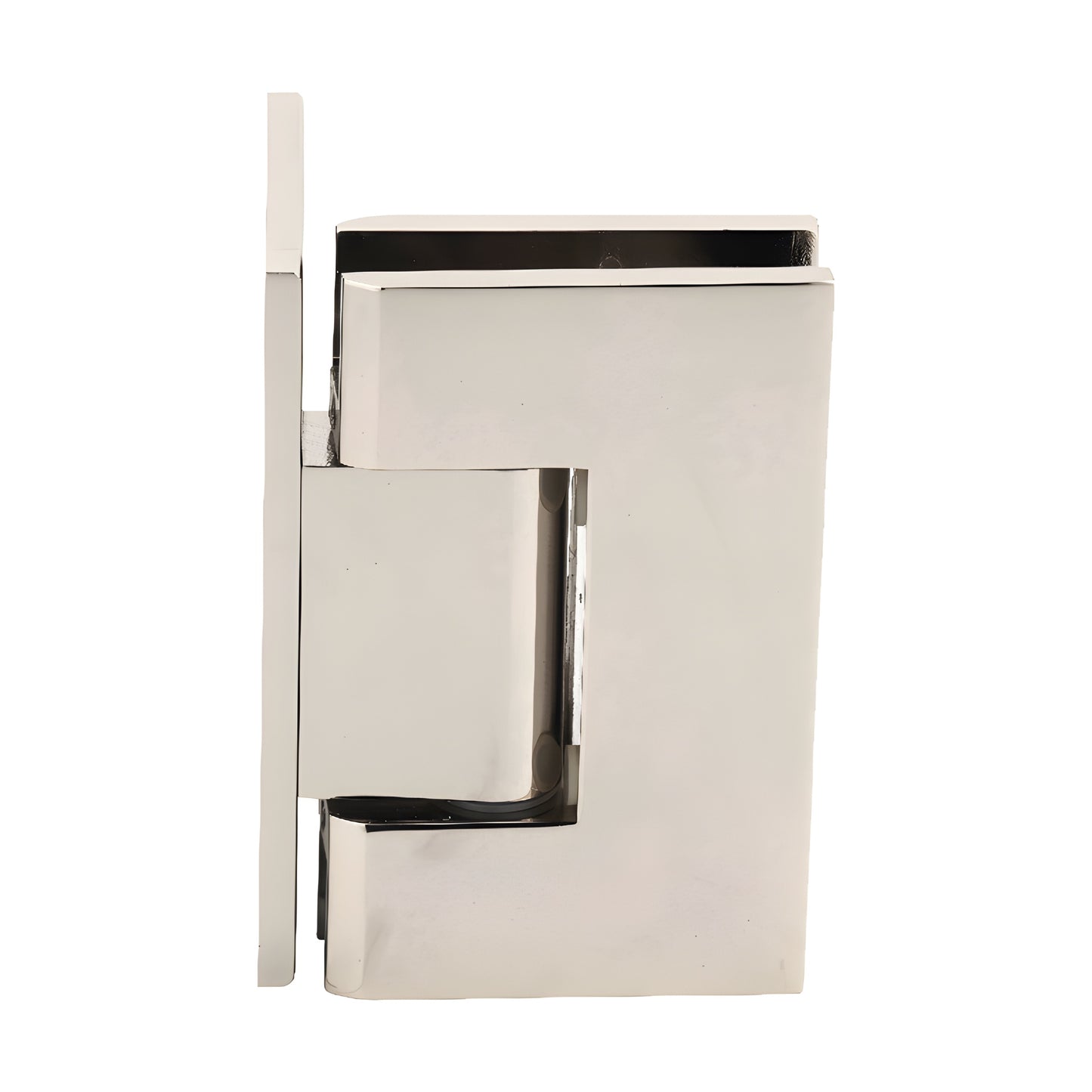 GEN544PN Geneva polished nickel wall-mount shower hinge, solid brass, 5 pre-set, for 8-12mm tempered glass.