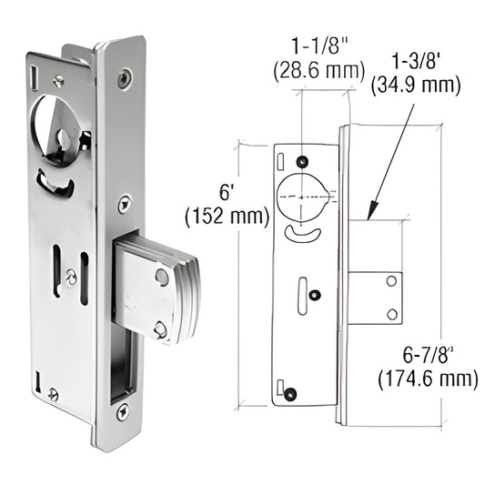 CRL DL2110B narrow-stile deadlock, aluminum finish, 1-3/8 laminated steel throw bolt, compact commercial lock.