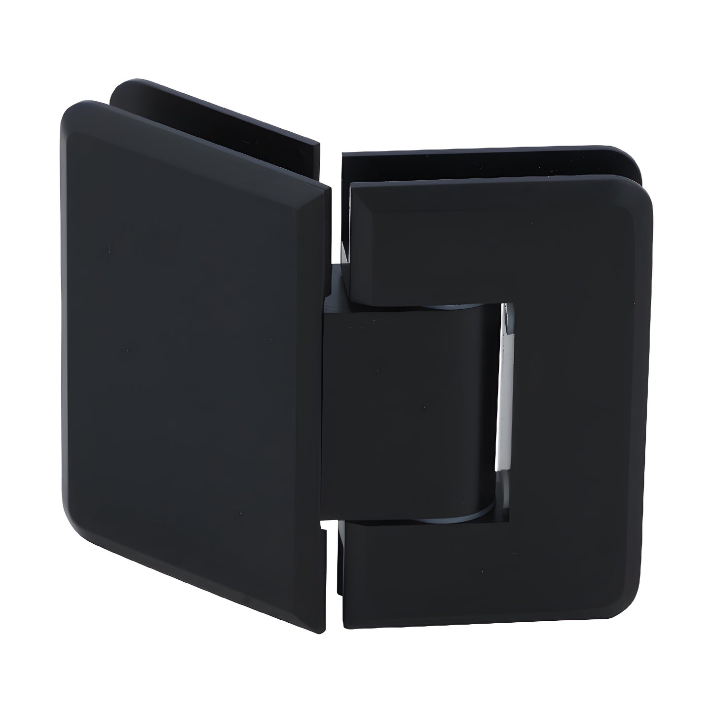 P1N3450RB oil rubbed bronze adjustable glass to glass shower hinge, beveled brass Pinnacle series, 135 option