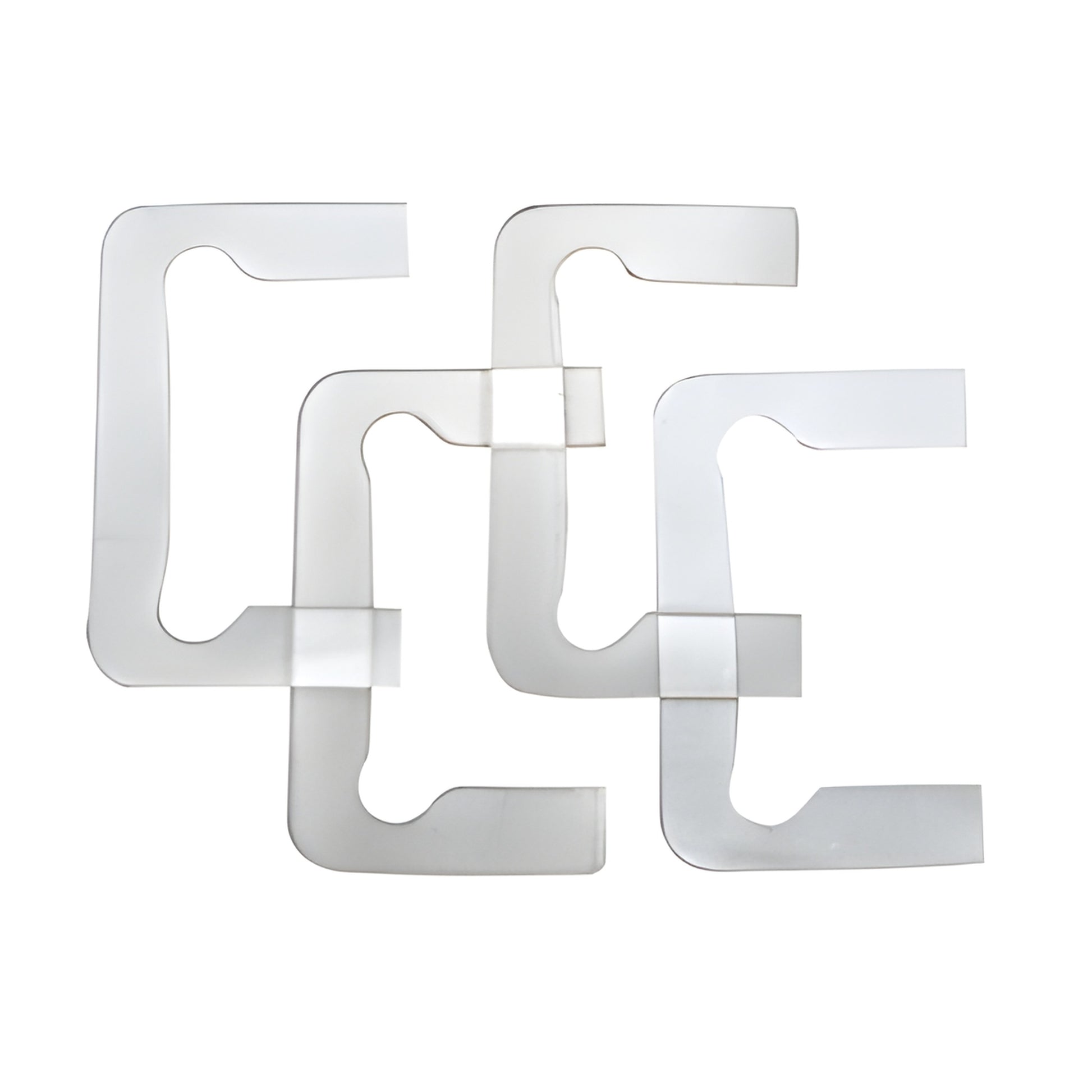 Clear plastic Pinnacle hinge replacement gaskets (SKU P1NGASKCLR) - four assorted thickness gaskets for frameless glass doors