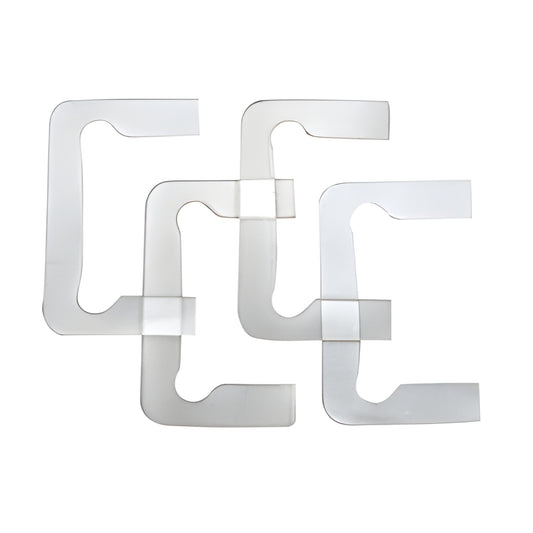 Clear plastic Pinnacle hinge replacement gaskets (SKU P1NGASKCLR) - four assorted thickness gaskets for frameless glass doors