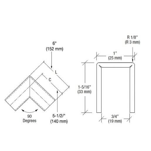 CRL 316 Brushed Stainless 90° Horizontal Corner for 11 Gauge Cap Railings