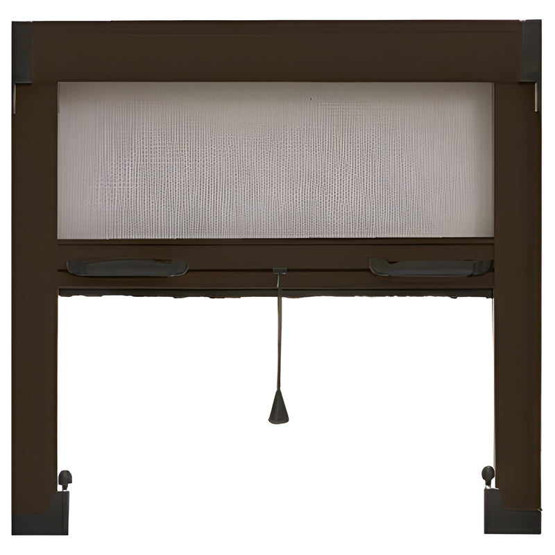 Bronze CRL Euro retractable window screen kit with charcoal mesh and pull tab, includes mounting hardware - SKU RWS39BRZ