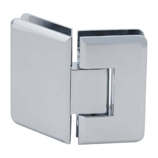 C0L045CH polished chrome beveled glass-to-glass shower hinge, solid brass, self-centering, 135 angle.