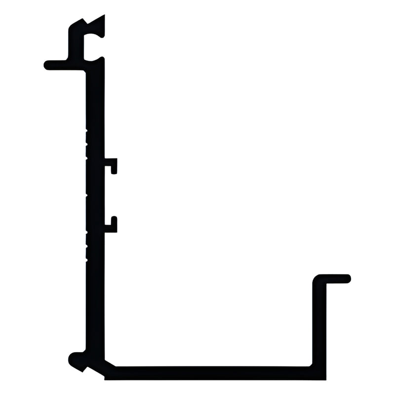 BW46711 clear-anodized 6063-T5 extruded aluminum L-shaped architectural profile, black silhouette on white background