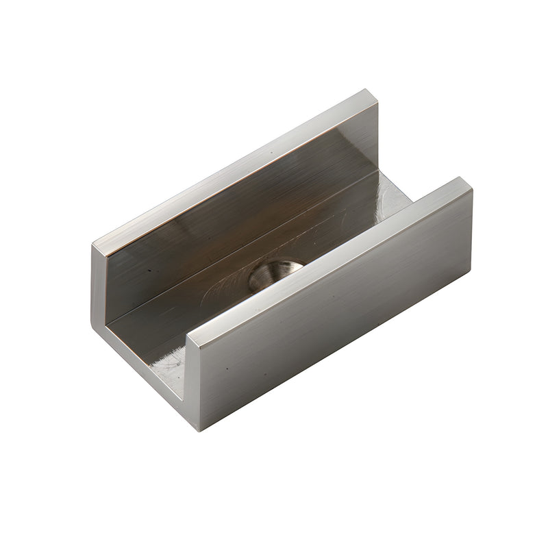HYD08BN Hydroslide brushed nickel brass guide for sliding shower door, U-shaped track accepts HYD98 bottom sweep