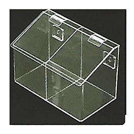 Acrylic 2 Compartment Bin, Top Opening Lid, Large- 1 Each