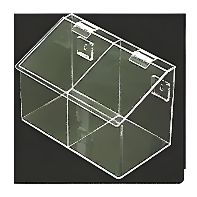 Acrylic 2 Compartment Bin, Top Opening Lid, Large