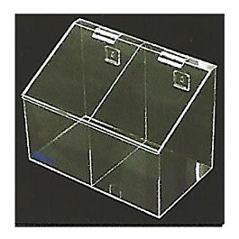 Acrylic 2 Compartment Bin, Top Opening Lid, Medium- 1 Each