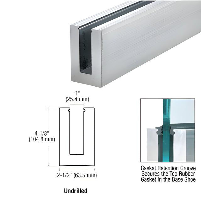 CRL B5S Series Mill Aluminum 240" Square Base Shoe Extrusion Only Undrilled for 1/2" Glass