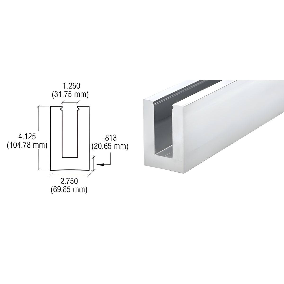CRL B7S Series Mill Aluminum 240" Square Base Shoe Undrilled for 3/4" Glass