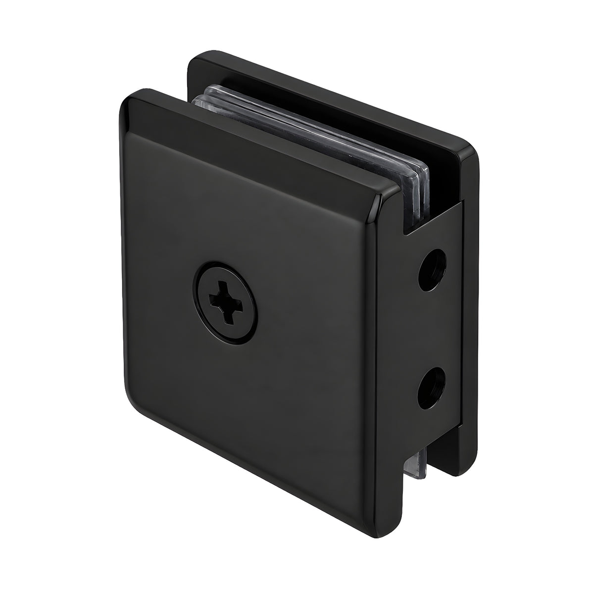 CRL Matte Black Beveled Style Notch-in-Glass Fixed Panel U-Clamp