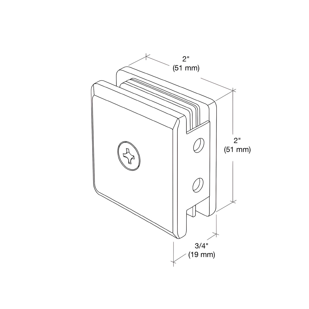 CRL Polished Chrome Beveled Style Notch-in-Glass Fixed Panel U-Clamp