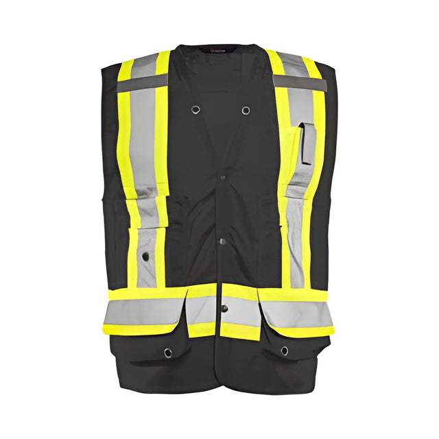 Deluxe Surveyor Vest, 4" Refl. Tape, Black, X-Large